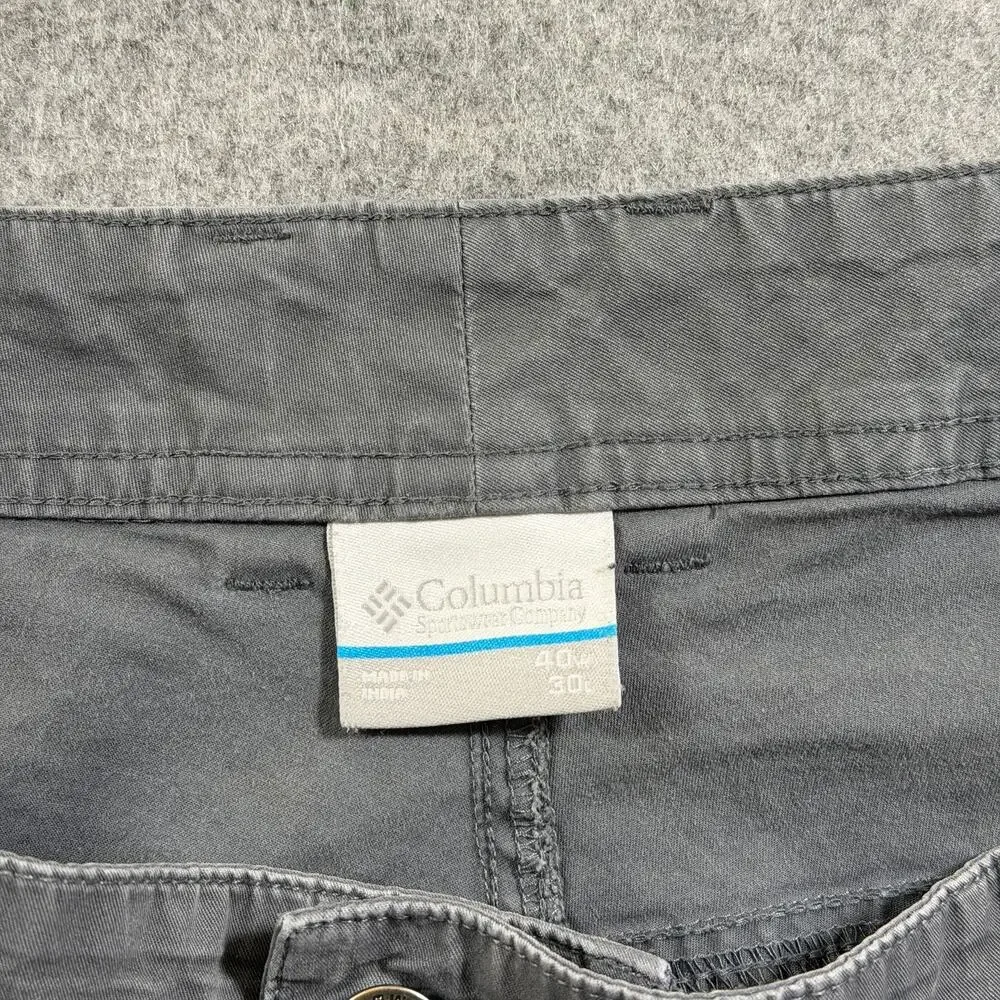 Columbia Pants Mens 40x30 Gray Regular Fit Five Pocket Cotton Stretch Casual